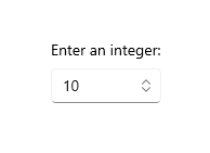 Uma NumberBox com um pequeno ícone dentro dela mostrando uma seta apontando para cima e uma seta apontando para baixo.