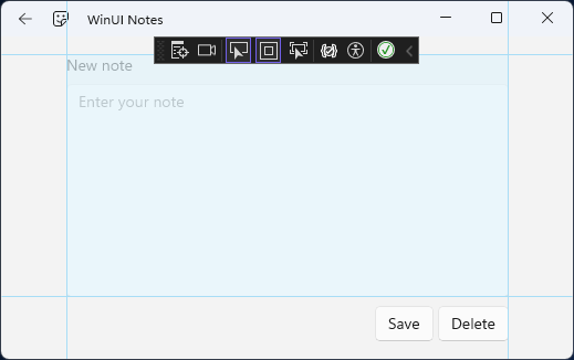  A nova interface da página de notas com a grelha destacada por Visual Studio.