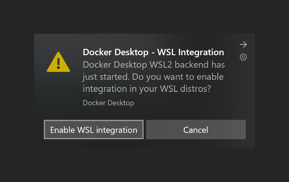 VSCode Docker Desktop com WSL captura de tela